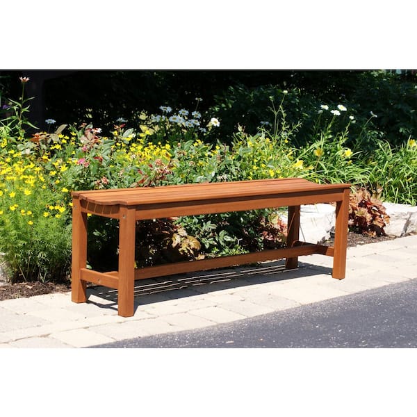 3-Person Eucalyptus Backless Outdoor Bench