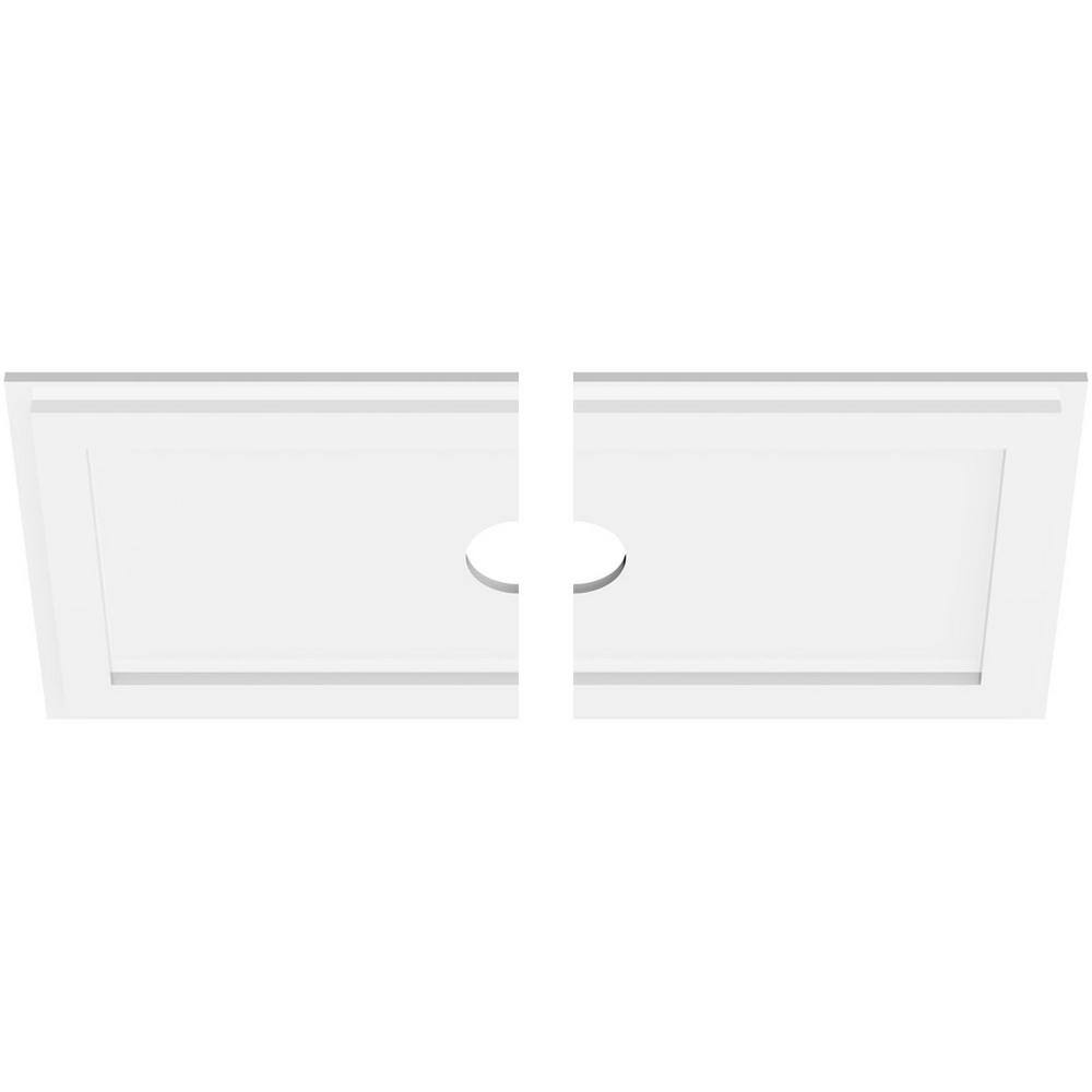 White PVC Contemporary Two-Piece Ceiling Medallion, 28" x 14"