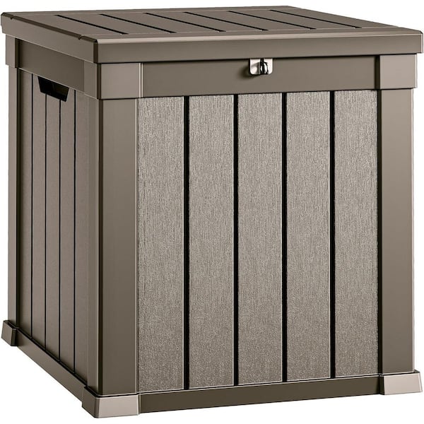 50 Gal. Deck Box, Outdoor Resin Storage Bench Toy Box, Patio Pool Furniture Cushion Storage Waterproof, Taupe