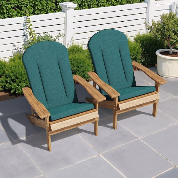 41 in. x 20 in. 2-Piece Deep Seating Outdoor Adirondack Chair Cushion in Green