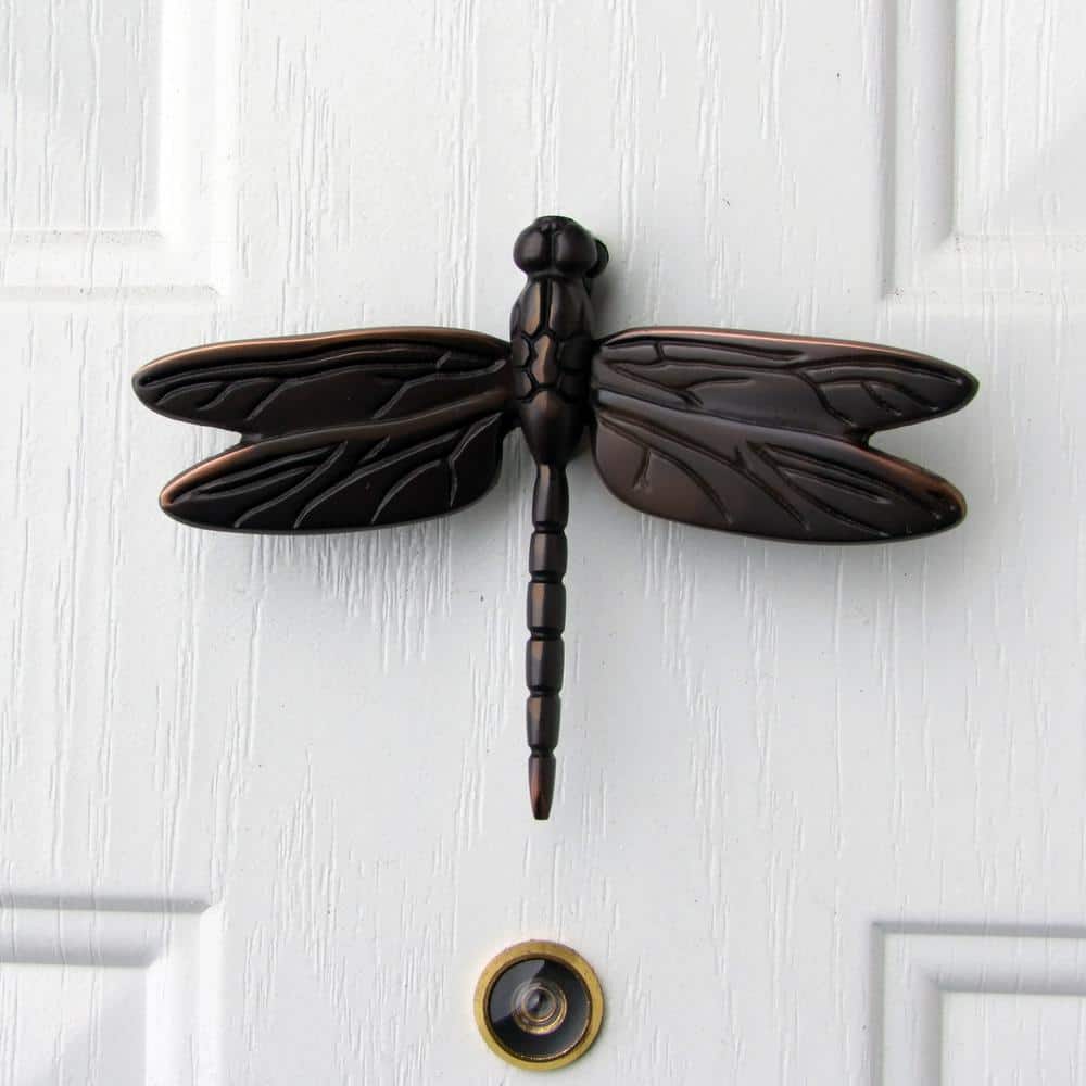 Oiled Bronze Dragonfly Door Knocker with Solid Brass Finish
