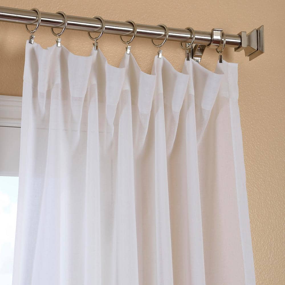 White Orchid Faux Linen Sheer Curtain (1 Panel), White Orchid, 50W X 96L