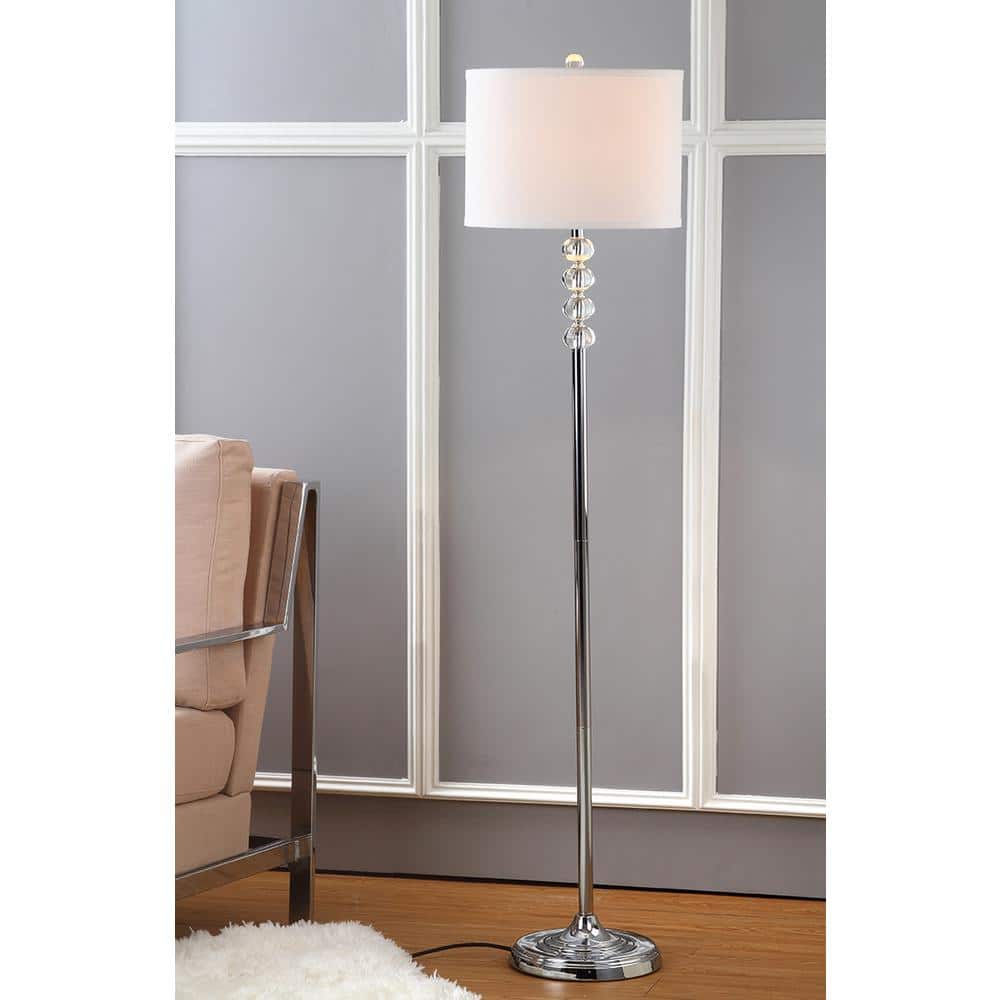 Vendome Chrome Floor Lamp with White Barrel Shade
