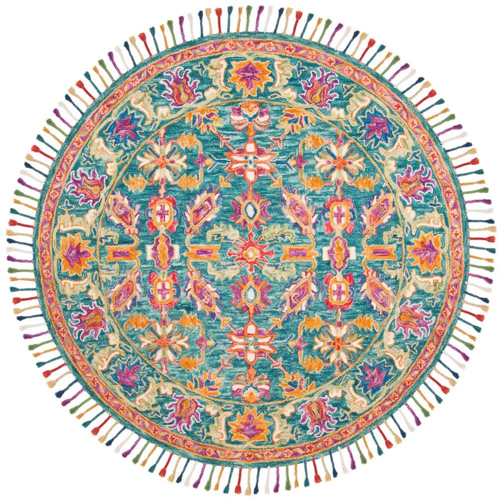 UPC 889048570894 product image for Aspen Turquoise/Purple 7 ft. x 7 ft. Round Border Area Rug | upcitemdb.com