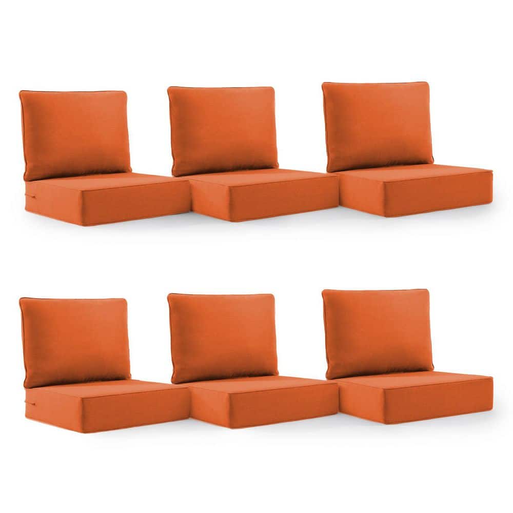 22 in. x 24 in. x 6 in. 12-Piece Olefin Deep Thick Seating Outdoor Lounge Chair Sofa Replacement Cushion Set in Orange price history on PriceWatchPro