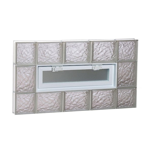 Clearly Secure 34.75 in. x 19.25 in. x 3.125 in. Frameless Ice Pattern Vented Glass Block Window
