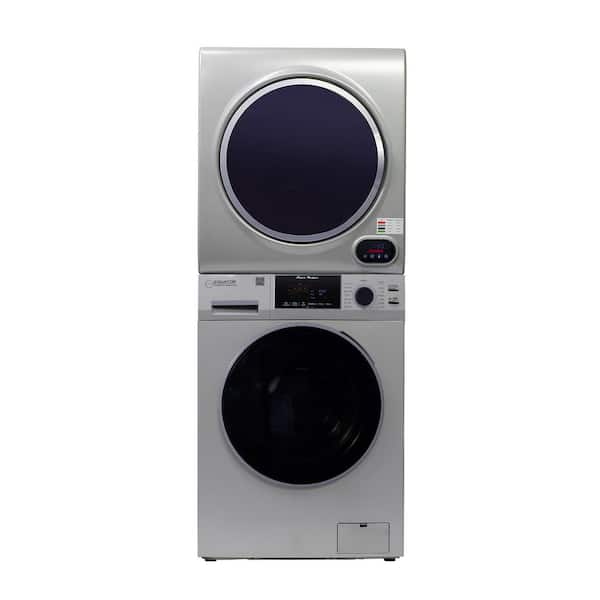 110-Volt 1.62 cu. ft. Washer w/Pet Cycle & 3.5 cu.ft. Vented Digital Sensor Dryer Stackable Laundry Center in Silver