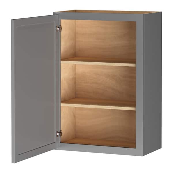 Keyport Shaker 21 in. W x 12 in. D x 30 in. H Plywood Tool-Free Ready To Assemble Wall Kitchen Cabinet in Charcoal
