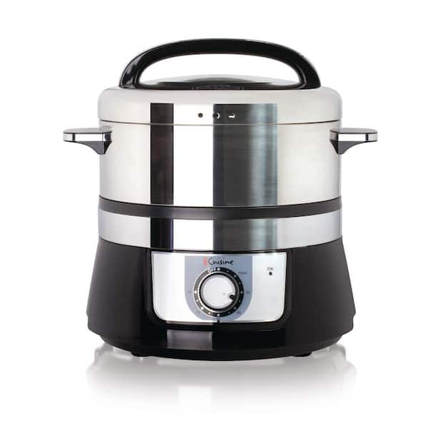 Euro Cuisine Electric 3.4 Qt. Stainless Steel Food Steamer and Rice Cooker