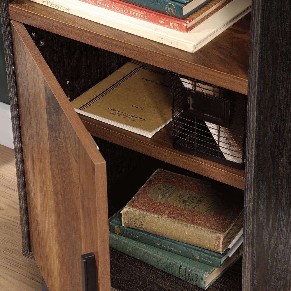 60'' Adjustable Black & Brew Oak Industrial Bookcase with Doors
