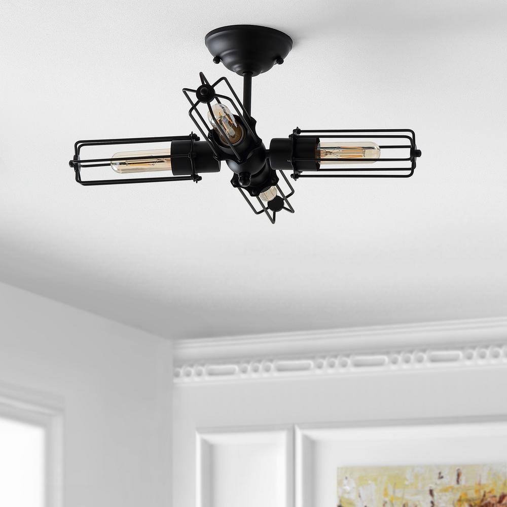 Chase 20" Black Metal LED Flush Mount Drum Light