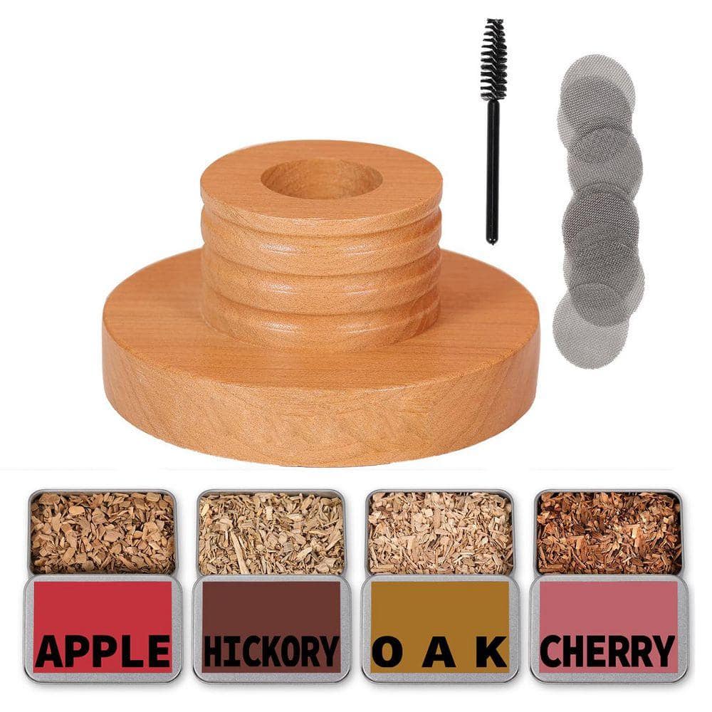 Lynzavix 4-Piece Cocktail Smoker Kit with 4 Flavors Wood Chips