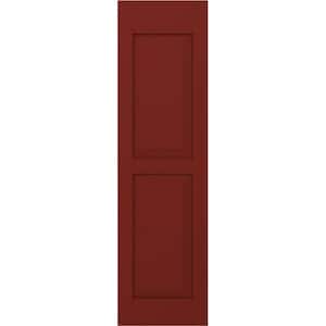 12 in. W x 40 in. H Americraft 2-Equal Raised Panel Exterior Real Wood Shutters Pair in Pepper Red