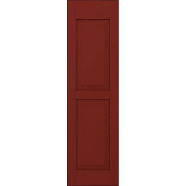 Ekena Millwork 18 in. W x 66 in. H Americraft 2-Equal Raised Panel Exterior Real Wood Shutters Pair in Pepper Red