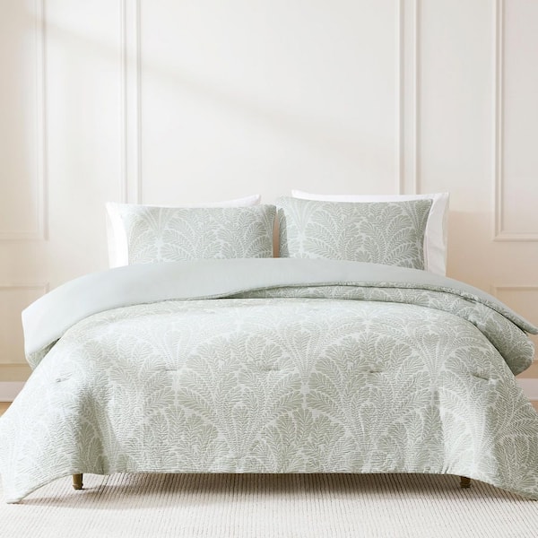 Willow Garden 3-Piece Sage Restorative Poly Gauze Jacquard King/Cal King Comforter Set