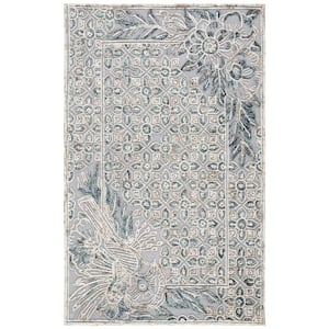 Trace Gray/Beige 5 ft. x 8 ft. Floral Area Rug