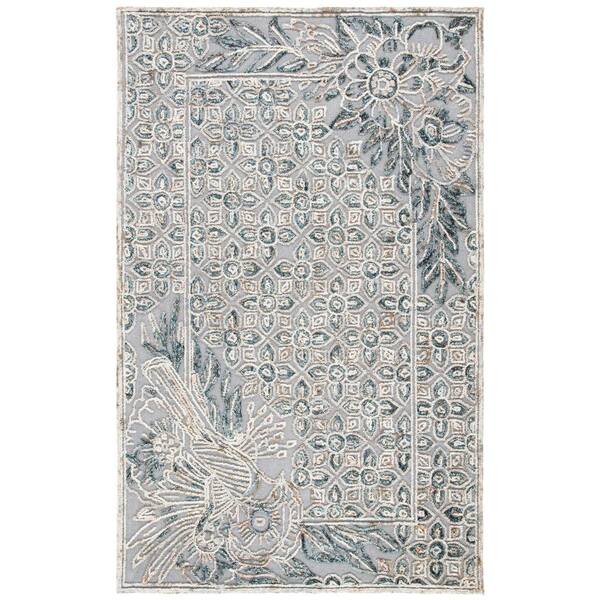 SAFAVIEH Trace Gray/Beige 8 ft. x 10 ft. Floral Area Rug TRC801F8