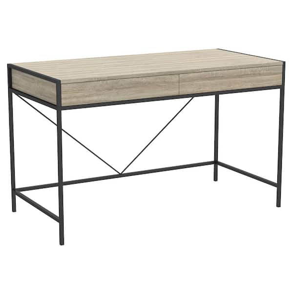 Safdie & Co. Computer Desk 49L Dark Taupe 2-Drawers Black Metal