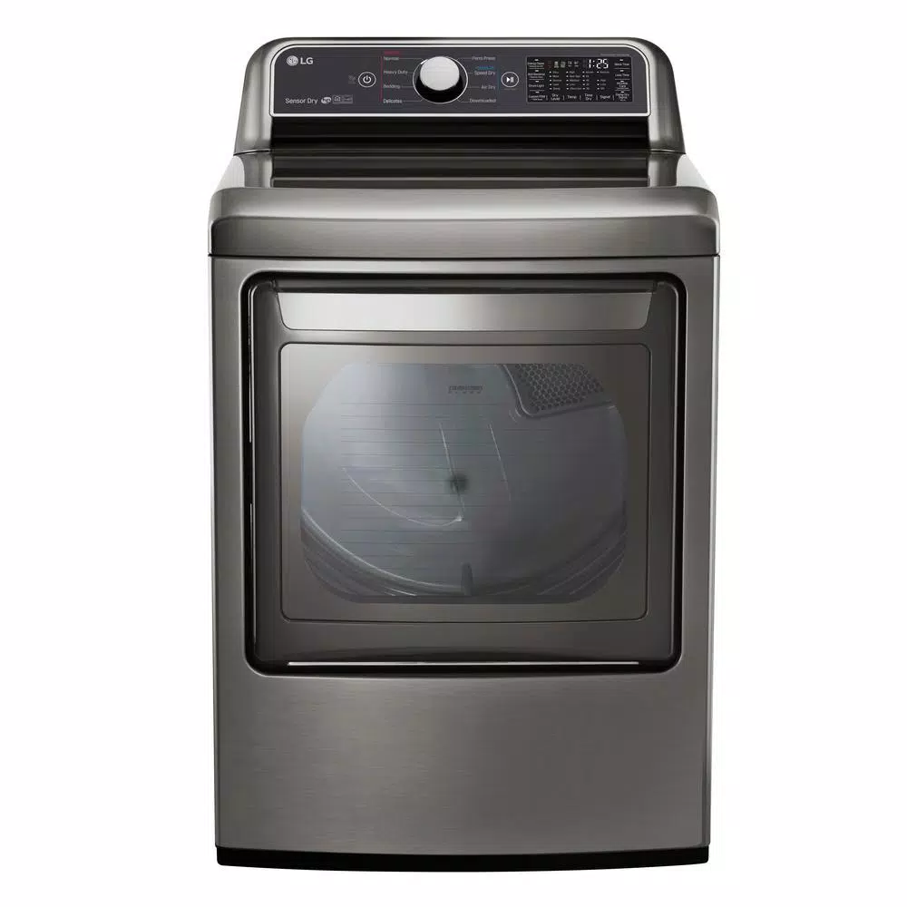 LG 7.3 cu. ft. Large Smart Front Load Electric Vented Dryer with EasyLoad Door & Sensor Dry in Graphite Steel, ENERGY STAR