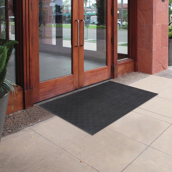 Recycled Black 24 in. x 36 in. Rubber Non-Slip Indoor Commercial Door Mat