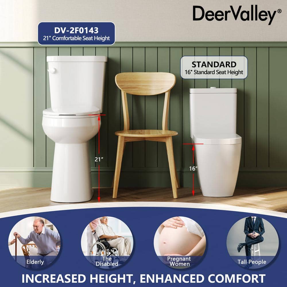 21-Inch White Ceramic Elongated High Efficiency Toilet