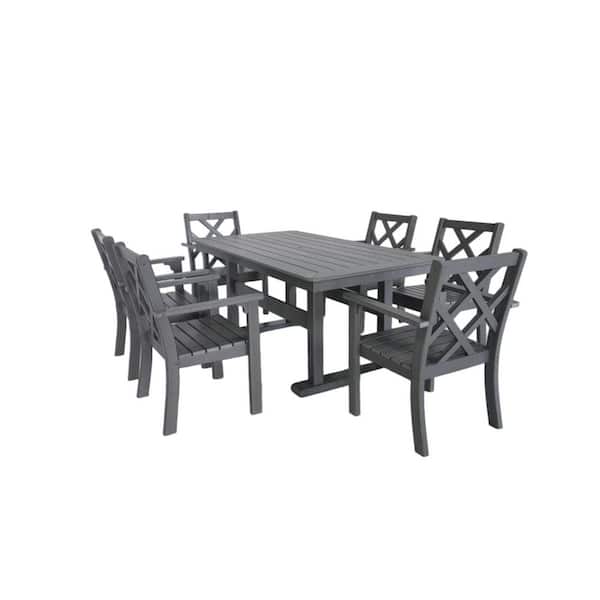 Aclare HDPE Plastic 7pc Dining Set-Gray