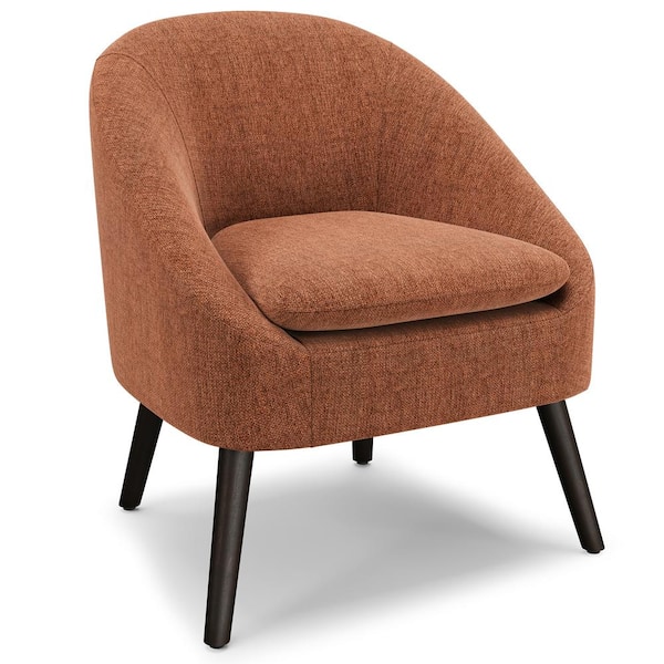 Simpli Home Redding Mid Century Modern Accent Chair in Rust Polyester