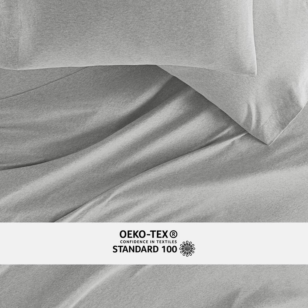 Light Gray Twin Cotton Jersey Knit 4-Piece Bedding Set
