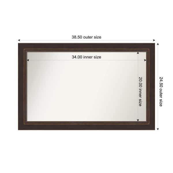 Amanti Art Lara Bronze 38.5 in. W x 24.5 in. H Custom Non-Beveled Wood Framed Bathroom Vanity Wall Mirror