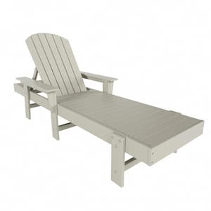 Altura Sand HDPE Plastic Outdoor Adjustable Backrest Adirondack Chaise Lounger With Armrest