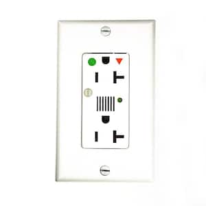 Decora Plus 20 Amp Hospital Grade Extra Heavy Duty Isolated Ground Duplex Surge Outlet with Audible Alarm, White