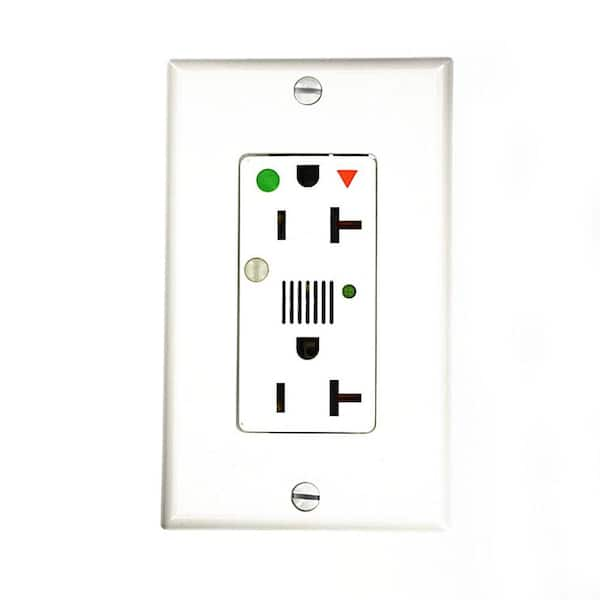 Decora 20 Amp 125 V Hospital Grade Isolated Ground  Surge Duplex Outlet/Receptacle w/ Alarm, White (1-Pack) 8380-IGW