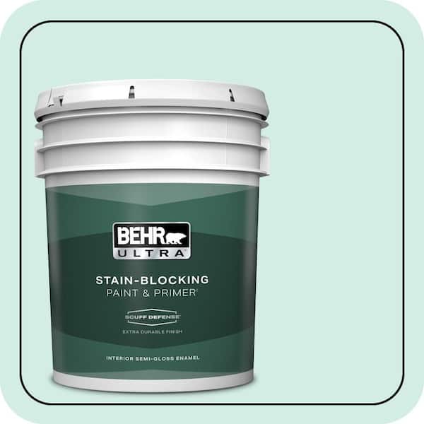 BEHR ULTRA 5 gal. #490C-2 Adriatic Mist Extra Durable Semi-Gloss Enamel Interior Paint & Primer