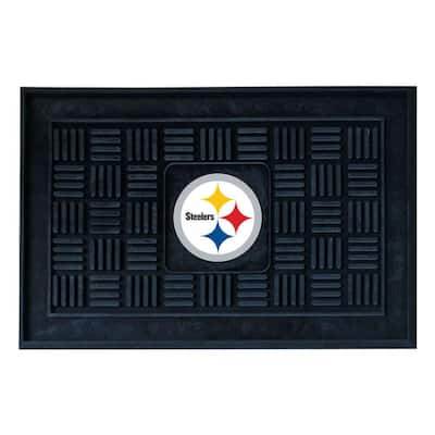 NFL Pittsburgh Steelers Black 19 in. x 30 in. Vinyl Outdoor Door Mat