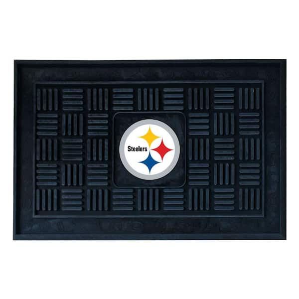 FANMATS NFL Pittsburgh Steelers Black 19 in. x 30 in. Vinyl Outdoor Door Mat