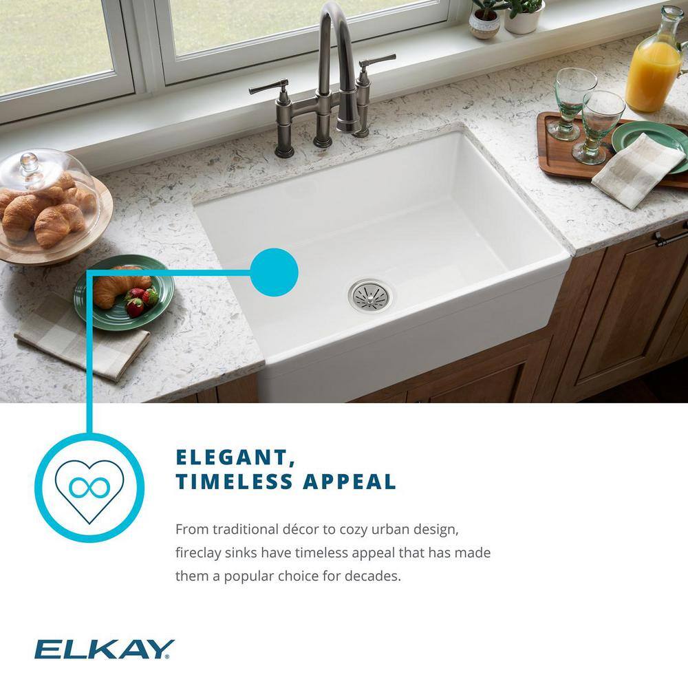 Elkay White Fireclay 30" Farmhouse Kitchen Sink
