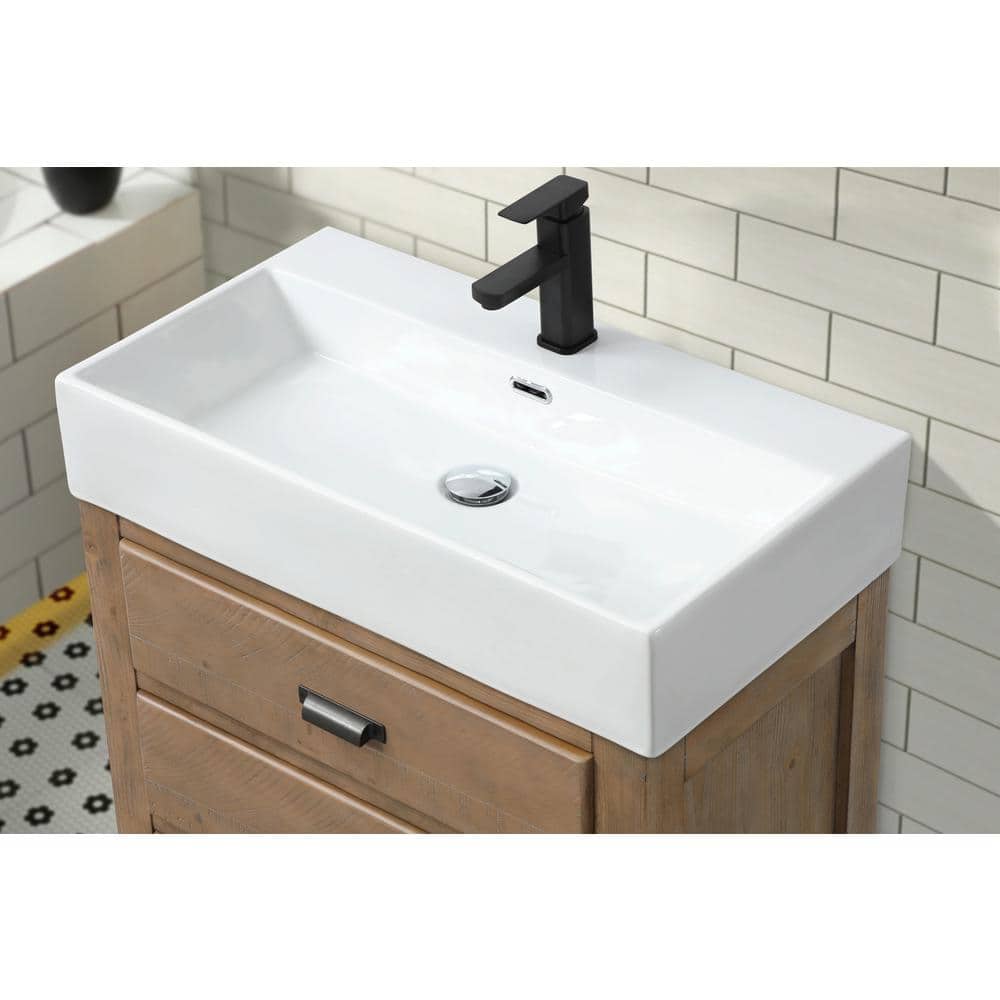 Ava Reclaimed Fir Wood 30" Bathroom Vanity with Ceramic Sink