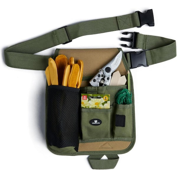 ITOPFOX Handy Organizer Garden Tool Pouch with Multiple Pockets for Hand Tools and Adjustable Waist Belt