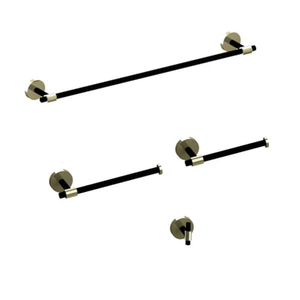 AOPSPS 4- Piece Bathroom Hardware Set with sleek simple lines and concealed screw installation in Black