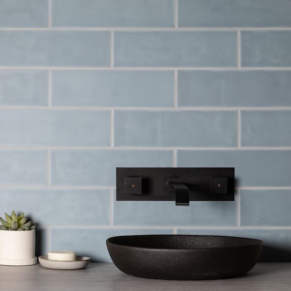 Bedouin 3.5 in. x 12 in. Blue Matte Ceramic Subway Wall Tile (9.9 sq. ft/case)