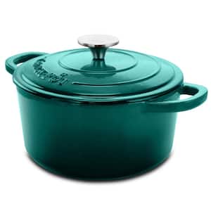 Artisan 3 qt. Round Cast Iron Nonstick Dutch Oven in Teal Ombre with Lid