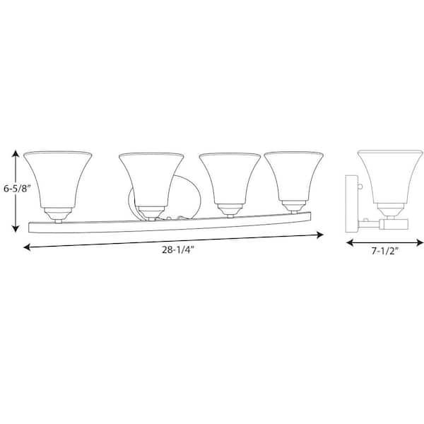 Adorn Collection 4-Light Polished Chrome Etched Glass Traditional Bath Vanity Light