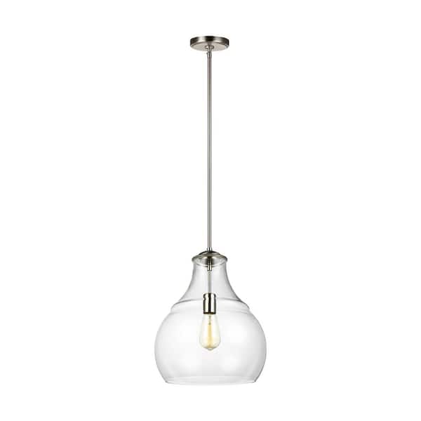 Zola 1-Light Satin Nickel Pendant with Clear Glass Shade