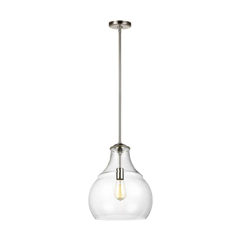 Generation Lighting Zola 1-Light Satin Nickel Pendant with Clear Glass ...