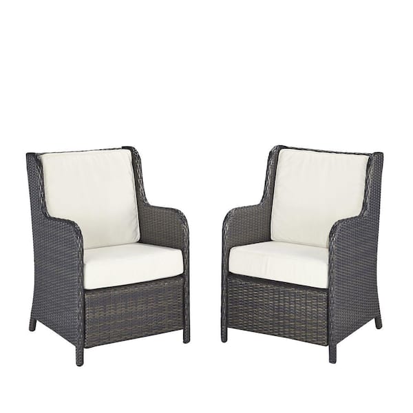 Home Styles Riviera Deep Brown Woven Conversation Patio Chair with Cushions (Set of 2)