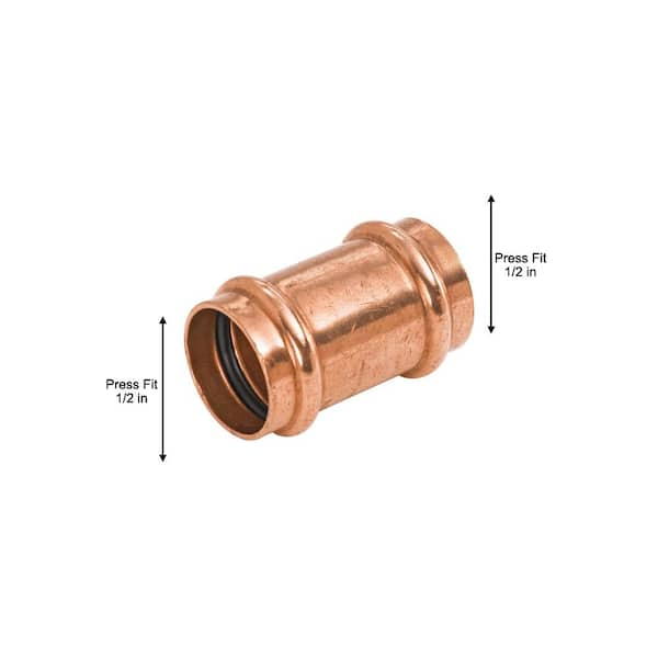 5 Pack 1-1/2" inch Press Copper Slip Coupling No Stop 