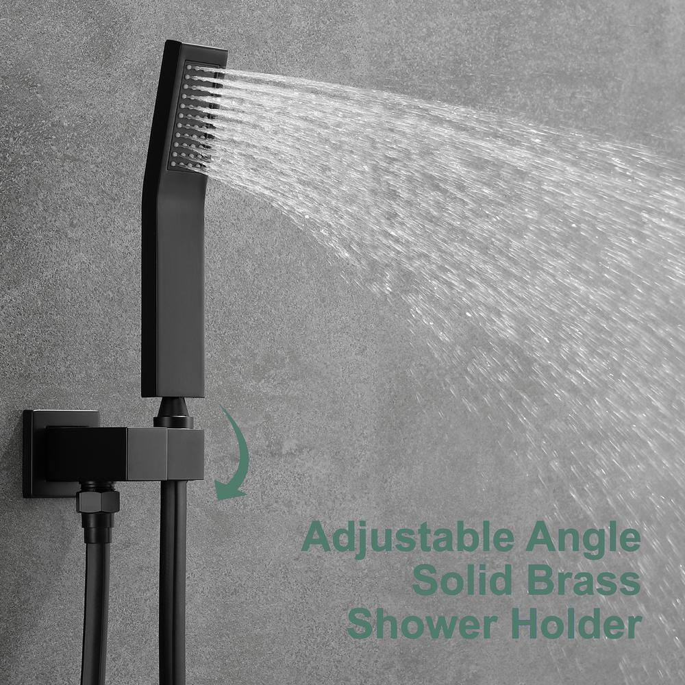 Matte Black Wall-Mounted Multi-Head Shower System with Handheld