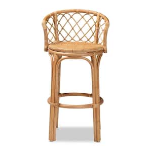 Orchard 30 in. Natural Low Back Rattan Bar Height Bar Stool
