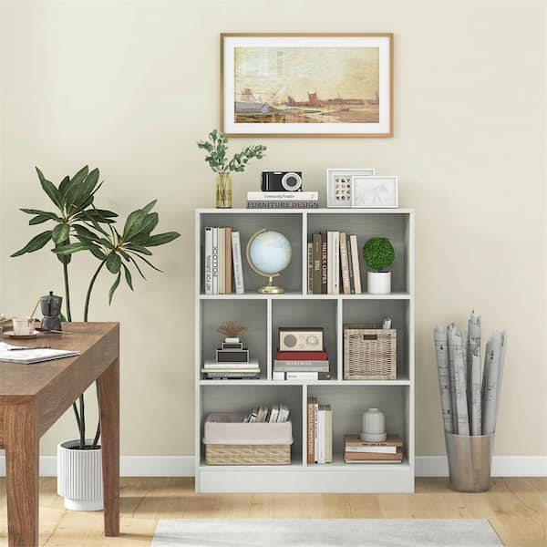 41 in. Wide White Wooden Freestanding 7 Shelves Kids Bookcase Toy Storage Organizer