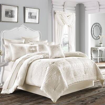 Mackay 4 Piece White Queen Comforter, White Queen Bed Comforter